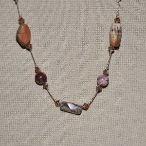 Venus Jasper Handmade Hand Knotted Multi-Color Nugget Beaded Necklace
